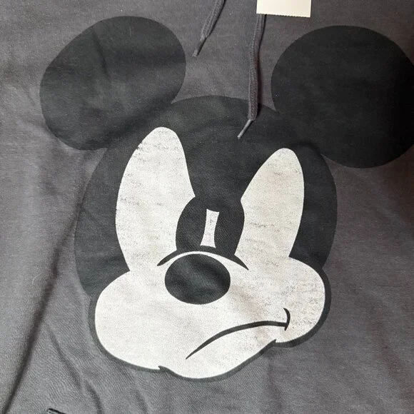 NWT Hooded Mickey Mouse Disney Grey Hoodie Sweatshirt - Men's Small - Picture 3 of 6